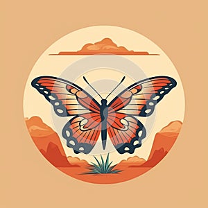 Minimalistic Desert Butterfly Vector Logo