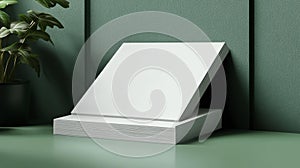 Minimalistic design with blank paper stack for product presentation