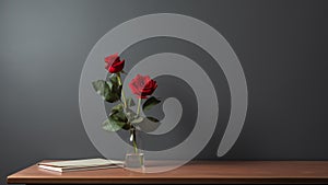 minimalistic desk with two beautiful roses