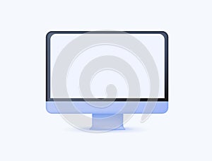 Minimalistic desktop computer mockup. 3D render modern illustration. White background, website template. Blank screen.