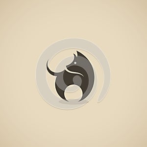 Minimalistic Dog icon - vector illustration