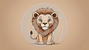 minimalistic drawing of a cartoon lion. for a children&#s postcard