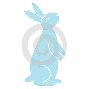Minimalistic easter bunny. Vector illustration of rabbit silhouette, farm animal for card, print, poster, web design