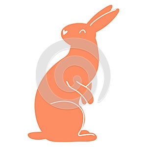 Minimalistic easter bunny. Vector illustration of rabbit silhouette, farm animal for card, print, poster, web design