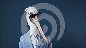 Minimalistic Fashion Portrait Of Pelican