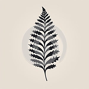 Minimalistic Fern Leaf Silhouette In Iconographic Style photo