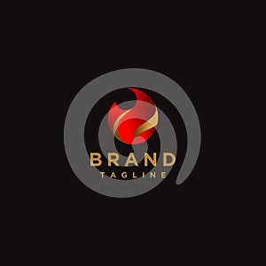 Minimalistic Fire Icon Logo Design with Oil Outline Detail