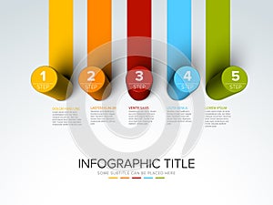 Minimalistic five steps template with cylindric circle steps