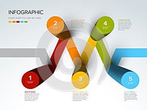 Minimalistic five steps template with cylindric circle steps