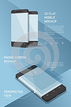 Minimalistic flat illustration of mobile phone. perspective view.