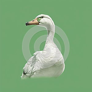 Minimalistic Goose Portrait On Green Background - Digital Art Techniques