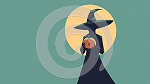 Minimalistic Halloween Witch Postcard