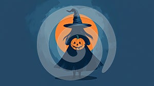 Minimalistic Halloween Witch Postcard