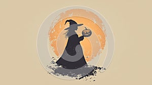 Minimalistic Halloween Witch Postcard