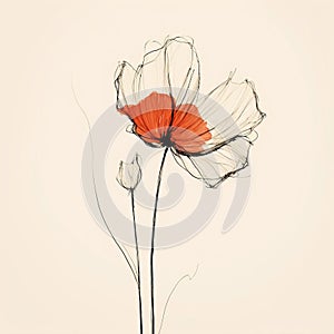 Minimalistic Hand Drawn Flower Portrait With Delicate Curves