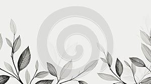 Minimalistic Hand Drawn Leaf Vector Art On Black And White Background