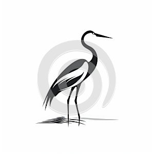 Minimalistic Heron Icon On White Background - Vector Illustration