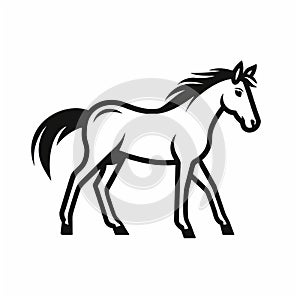 Minimalistic Horse Outline Icon - 2d Lineal Vector Design