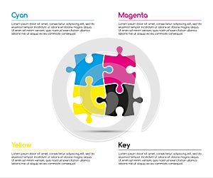 Minimalistic infographic template with four puzzle pieces