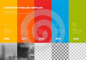 Minimalistic infographic timeline template with square photo placeholders