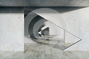 Minimalistic interior with tunnel