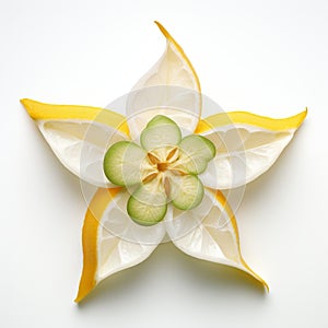 Minimalistic Japanese Starfruit Art On White Background