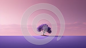 Minimalistic Lavender Sunrise Picture With Hyperrealistic Composition