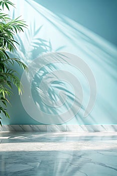 Minimalistic Light Background with Shadowed Foliage