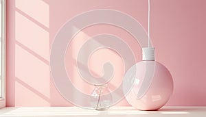 Minimalistic light pink abstract background with incidental window light for product presentation