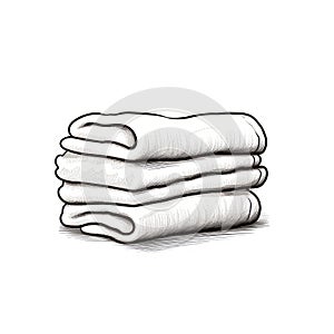 Minimalistic Line Drawing Of Towels On White Background
