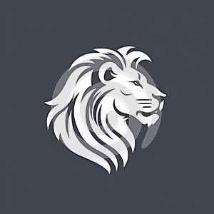 Minimalistic Lion Head Logo On Grey Background