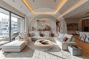 Minimalistic living room interior.