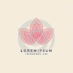 A minimalistic logo design featuring a stylized pink lotus flower with layered petals.