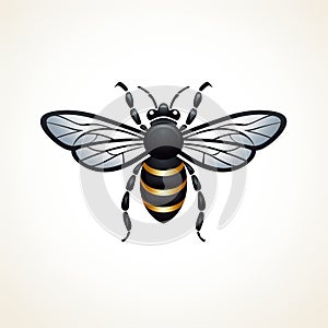 Minimalistic logo emblem symbol with bee on an isolated white background. Label sign for company with beehives and honey