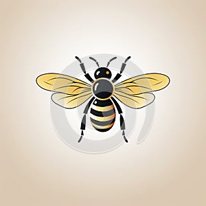 Minimalistic logo emblem symbol with bee on an isolated white background. Label sign for company with beehives and honey