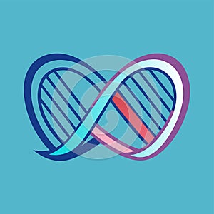 A minimalistic logo featuring a double-stranded DNA in blue and pink colors, Minimalistic illustration of a DNA strand forming a photo