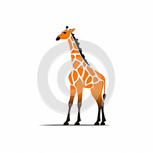 Minimalistic Logo Silhouettes Of An Orange Giraffe