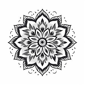 Minimalistic Mandalas Mujer Icon Pattern On White Background photo