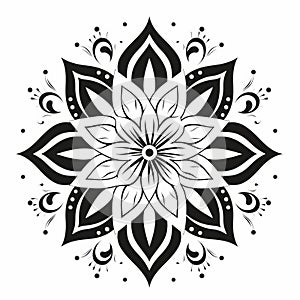 Minimalistic Mandalas Mujer Icon Pattern On White Background photo