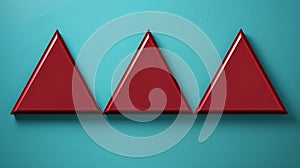 Minimalistic Metal Sculptures: Red Triangles In Teal And Maroon