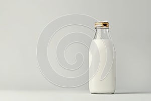 Minimalistic Milk Bottle on Gray Background