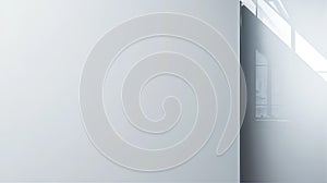 Minimalistic modern interior with smooth white walls, clean lines, and soft light, creating a serene and spacious