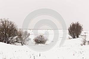 Minimalistic monochrome winter landscape