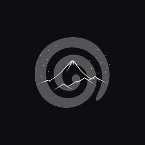 Minimalistic Moon Inspired Mountain Logo On Dark Background