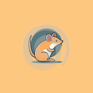 Minimalistic Mouse Logo On Orange Background