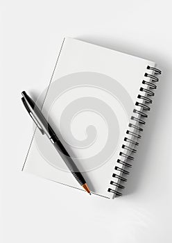 Minimalistic notebook and pen set, ideal for journaling, note-taking, and office desk essentials photo