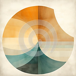 Minimalistic Oceanic Waves: A Fusion Of Neoclassicism And Digital Watercolor