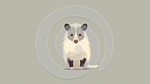Minimalistic Opossum Illustration On Gray Background photo