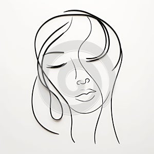 Minimalistic Paper Cut-out Portrait Of A Serene Woman