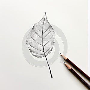 Minimalistic Pencil Drawing Of A Childproof Beech Leaf